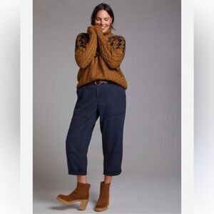 Anthropologie 27 The Audra Navy Utility Linen Crop Pants